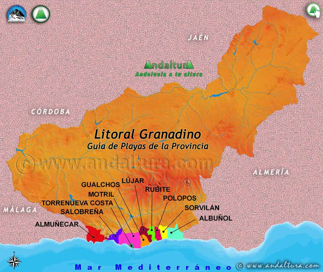 Mapa del Litoral y Guía de Playas de la provincia de Granada