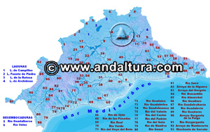 Mapa de Ríos de Málaga para acceder a sus contenidos