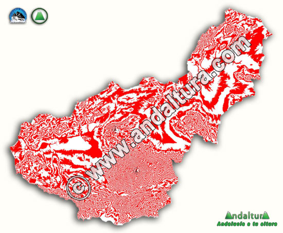 Mapa altitudinal de Granada - Sublime Realidad - Rojo y blanco