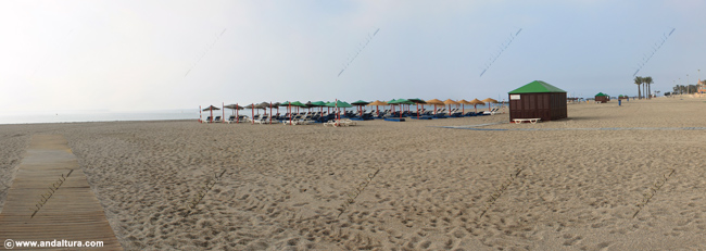 Tumbonas en la Playa de la Bajadilla