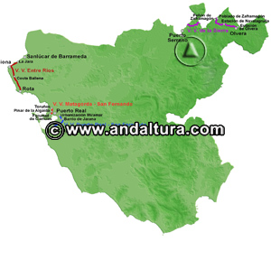 Mapa de las Vías Verdes de la Provincia de Cádiz: Acceso a los Contenidos
