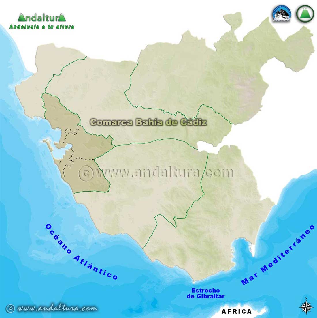 Comarca Bahía de Cádiz: Mapa de Situación en la Provincia de Cádiz