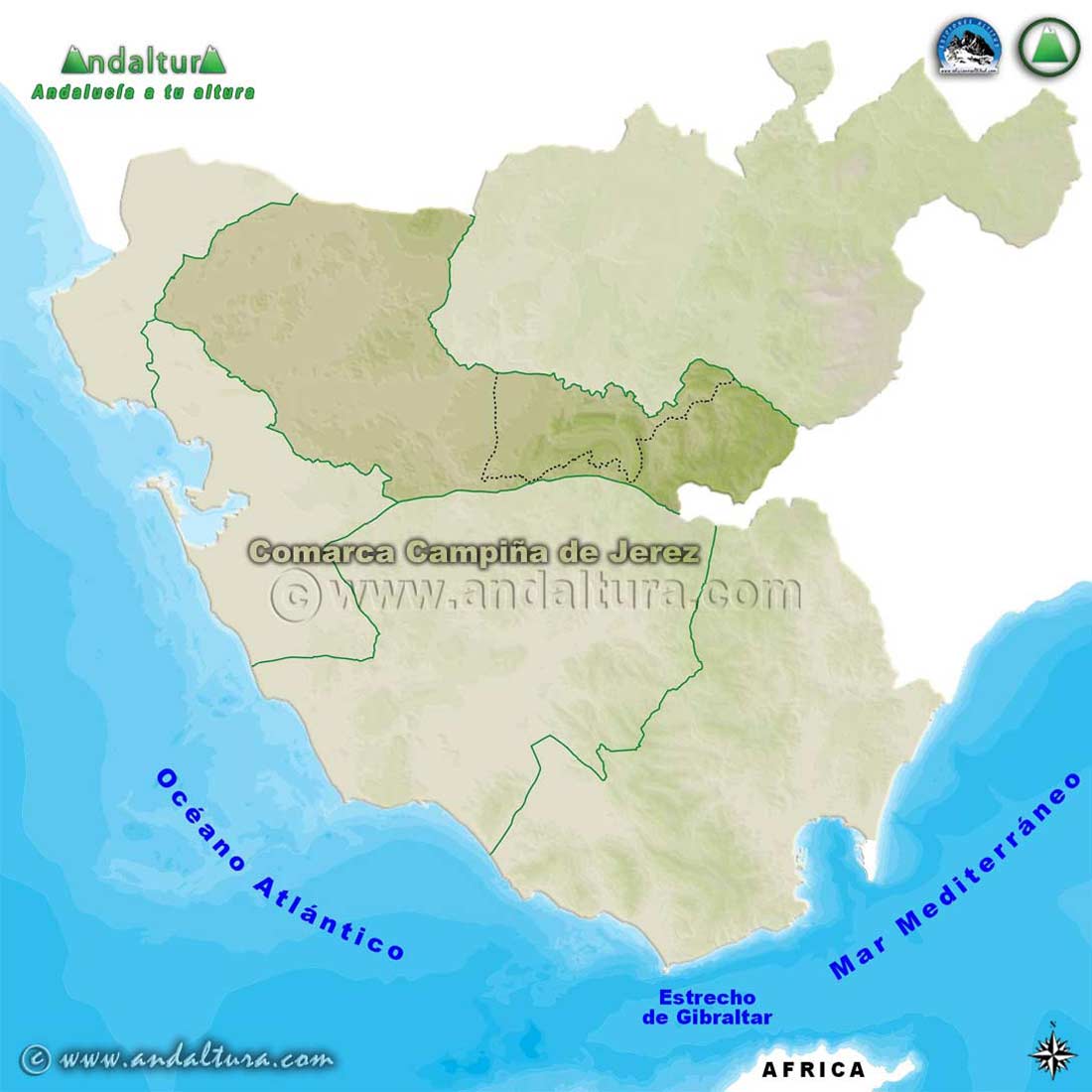 Comarca Campiña de Jerez: Mapa de Situación en la Provincia de Cádiz