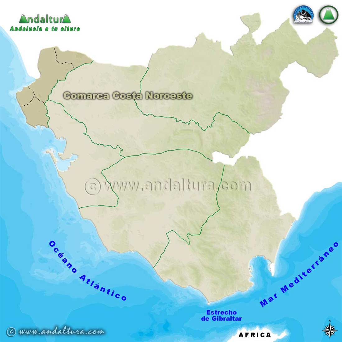 Comarca Costa Noroeste: Mapa de Situación en la Provincia de Cádiz