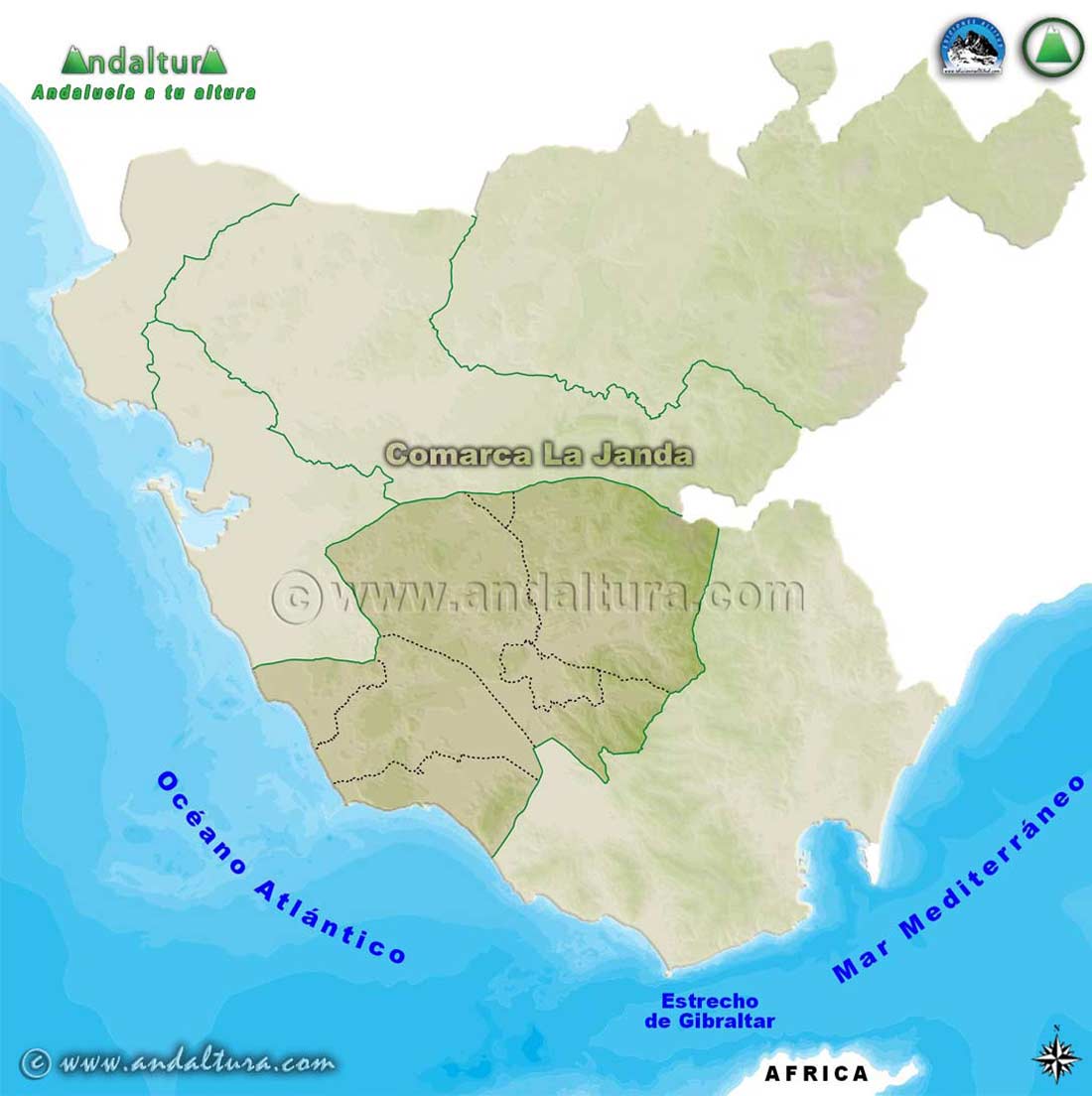 Comarca La Janda: Mapa de Situación en la Provincia de Cádiz