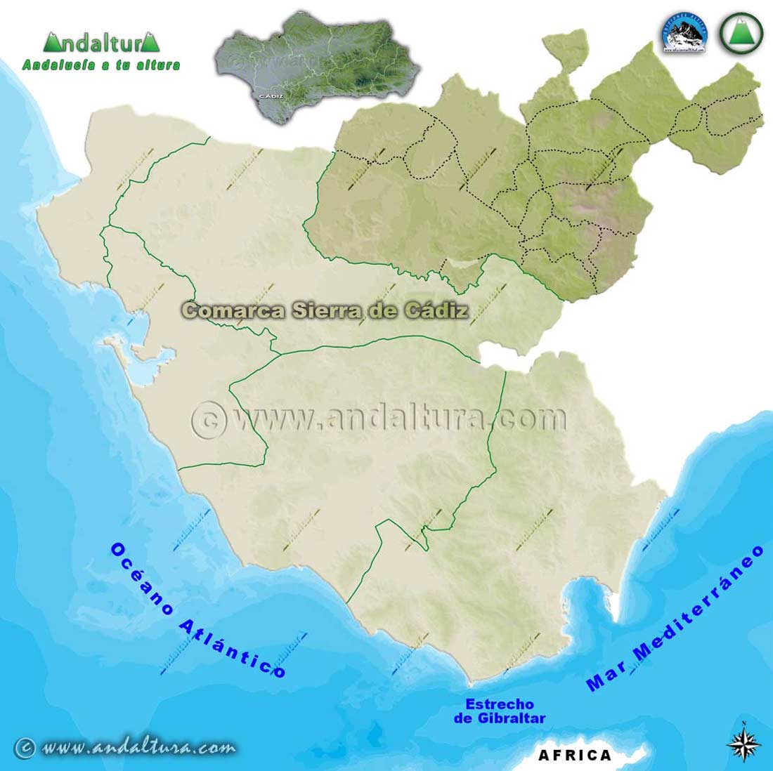 Comarca Sierra de Cádiz: Mapa de Situación en la Provincia de Cádiz