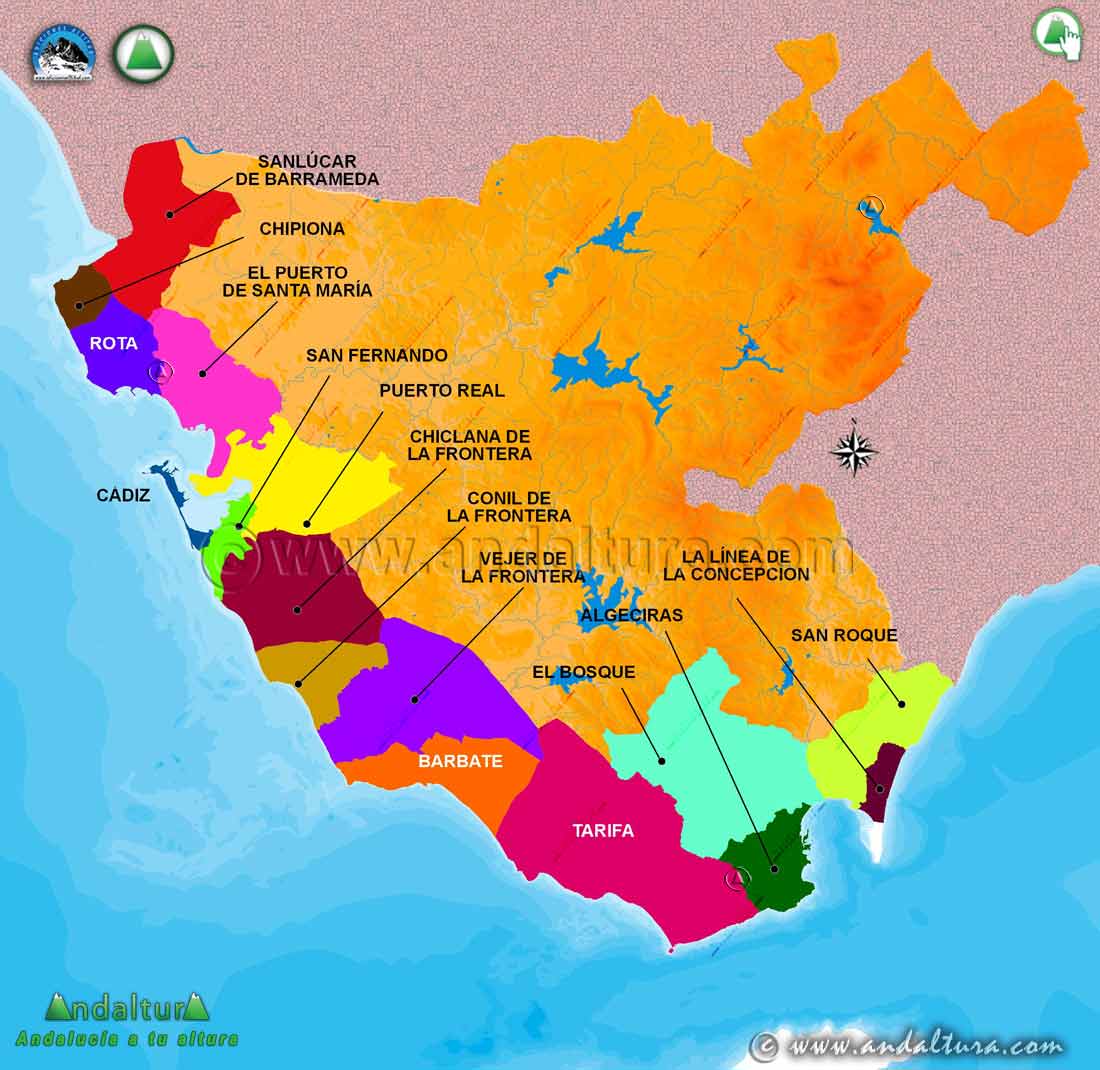 Mapa del Litoral y Guía de Playas de la provincia de Cádiz