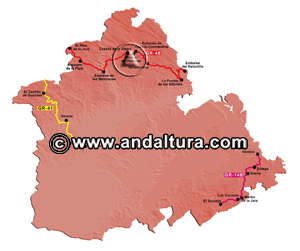 Mapa de los Grandes Recorridos - GR - de la Provincia de Sevilla: Acceso a los Contenidos