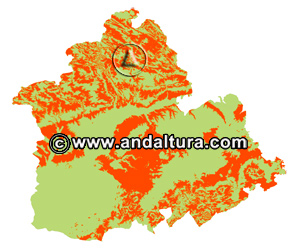 Mapa altitudinal - Sublime Realidad - de la Provincia de Sevilla: Acceso a los Contenidos