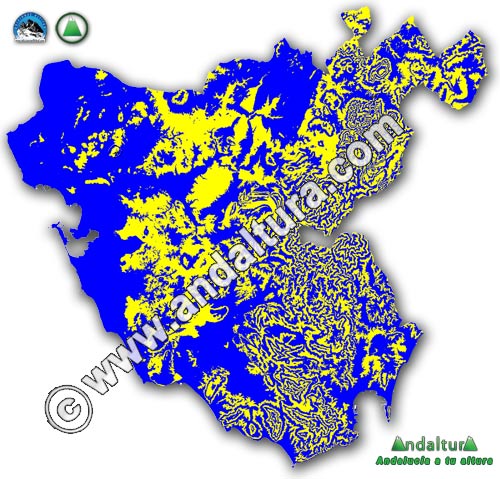 Mapa altitudinal de Cádiz - Sublime Realidad - Azul y amarillo
