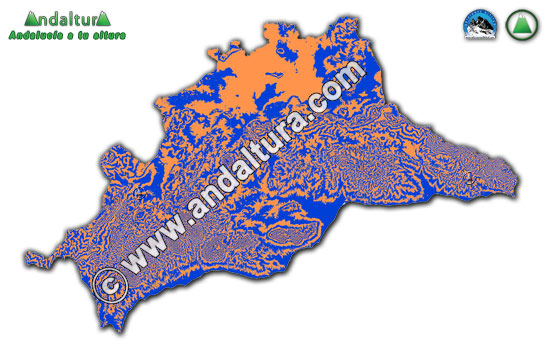 Mapa altitudinal de Málaga - Sublime Realidad - Azul y naranja