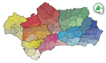 Mapa de Comarcas de Andalucía: Acceso al mapa interactivo de las comarcas de Andalucía por Provincias
