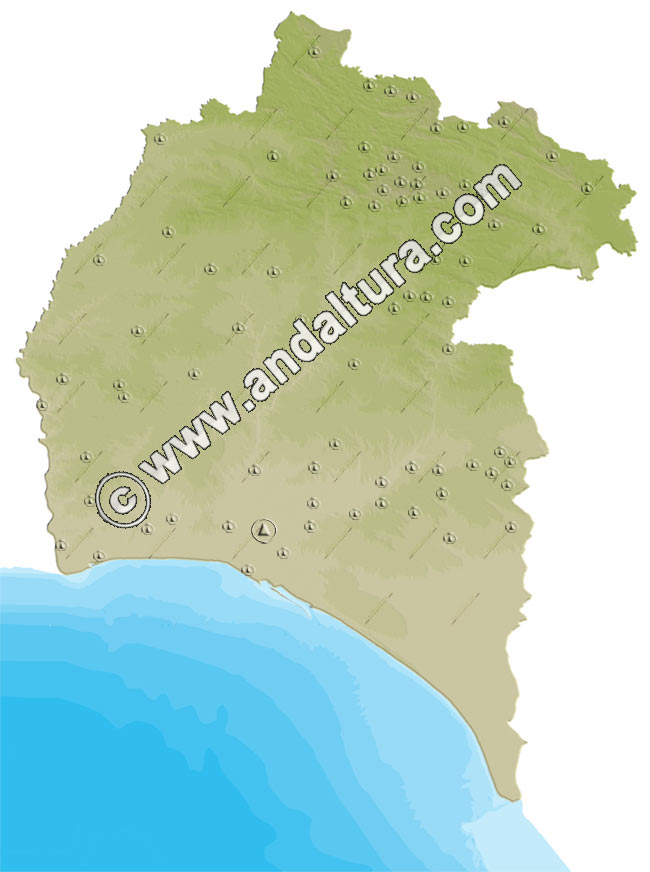 Mapa calibrado y georreferenciado de Huelva y sus Pueblos