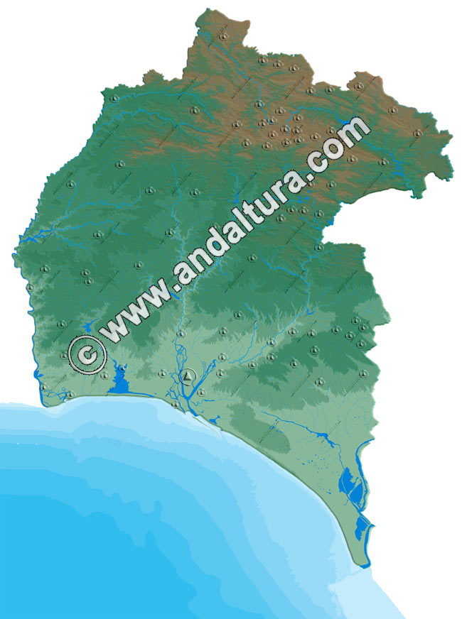 Mapa calibrado y georreferenciado de Huelva y sus Sierras