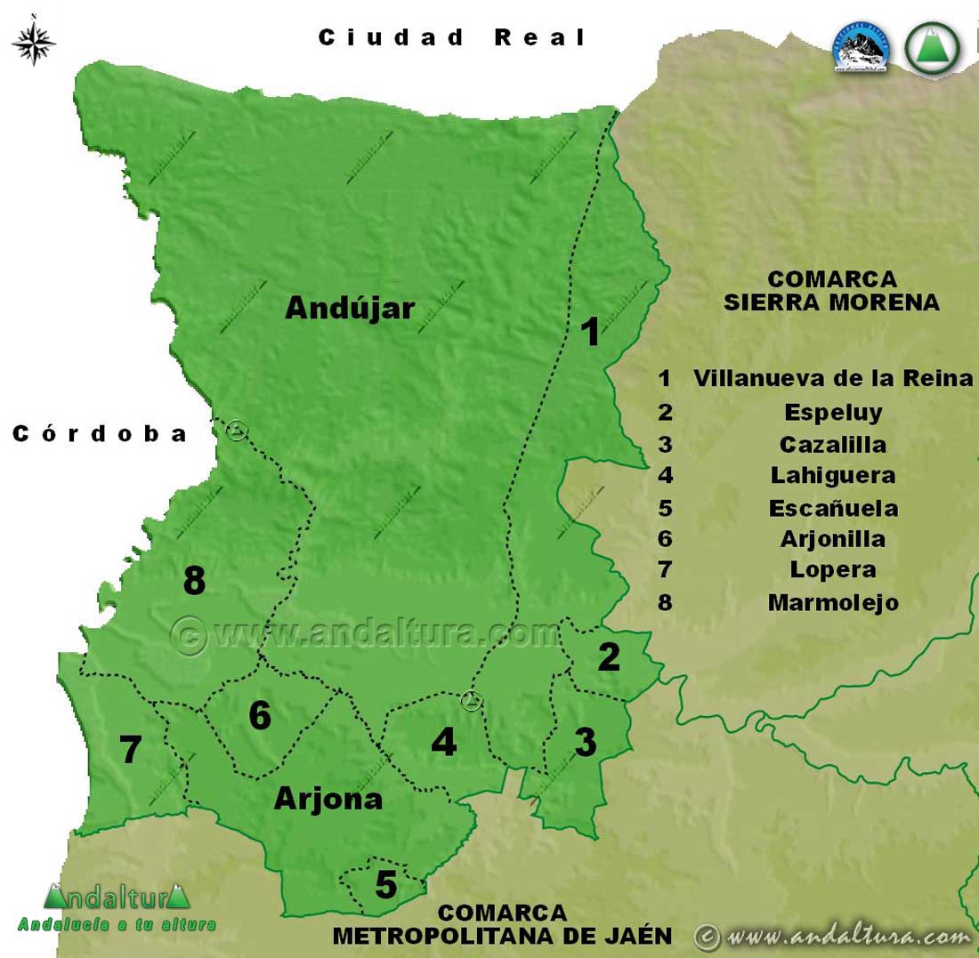 Mapa de los Municipios de la Comarca Campiña