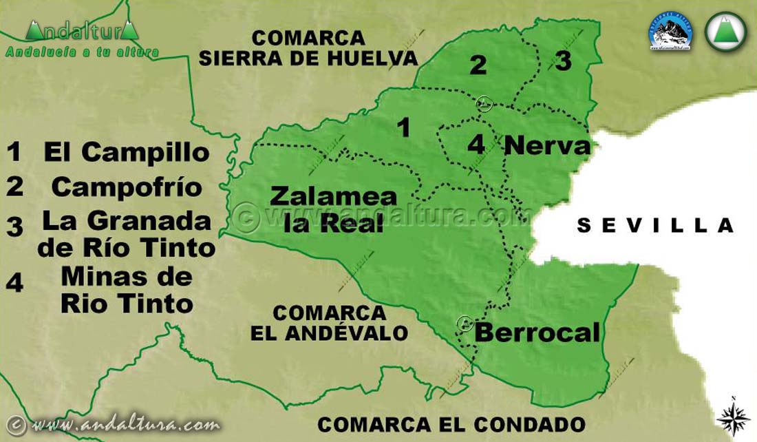 Mapa de los Municipios de la Comarca Cuenca Minera