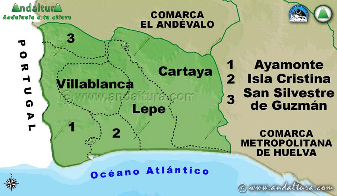 Mapa de los Municipios de la Comarca Costa Occidental
