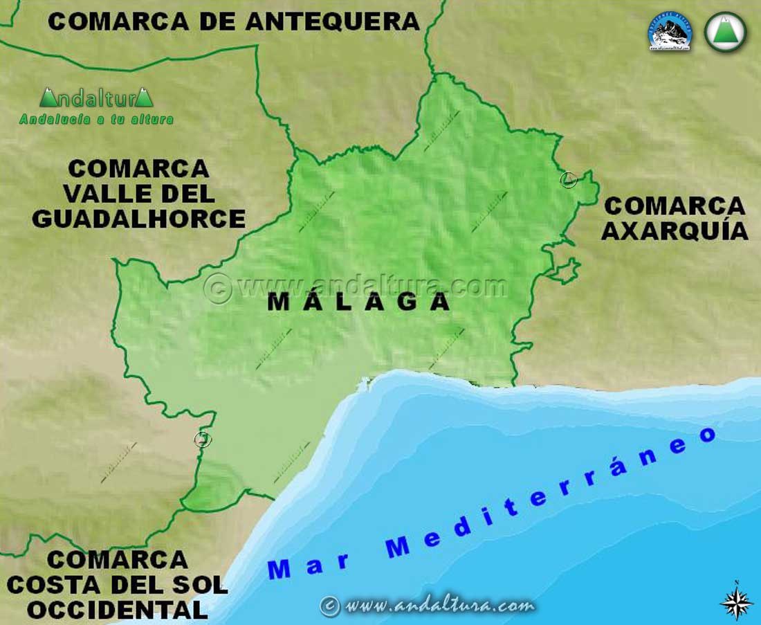 Mapa de los Municipios de la Comarca Málaga