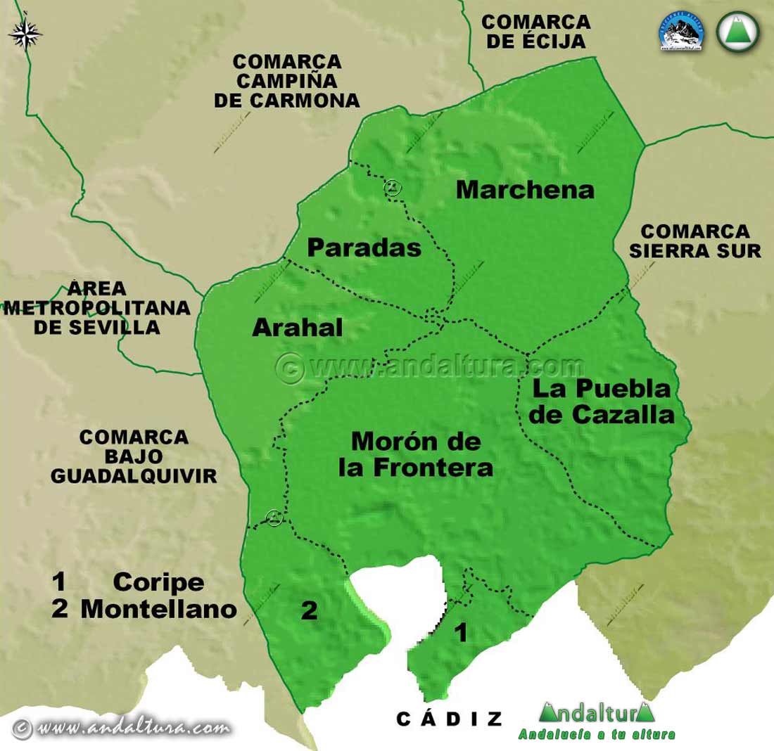 Mapa de los Municipios de la Comarca Morón y Carmona