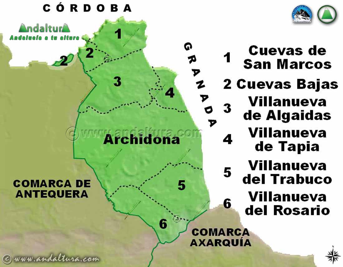 Mapa de los Municipios de la Comarca Nororma