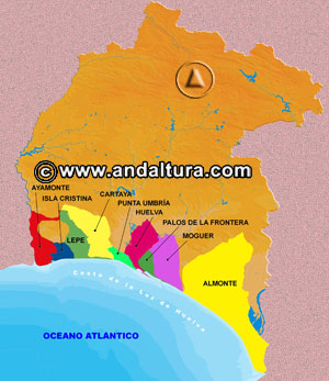 Mapa de las Playas y Litoral de los municipios de la Provincia de Huelva: Acceso a los Contenidos