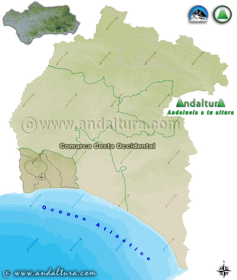 Comarca Costa Occidental: Mapa de Situación en la Provincia de Huelva
