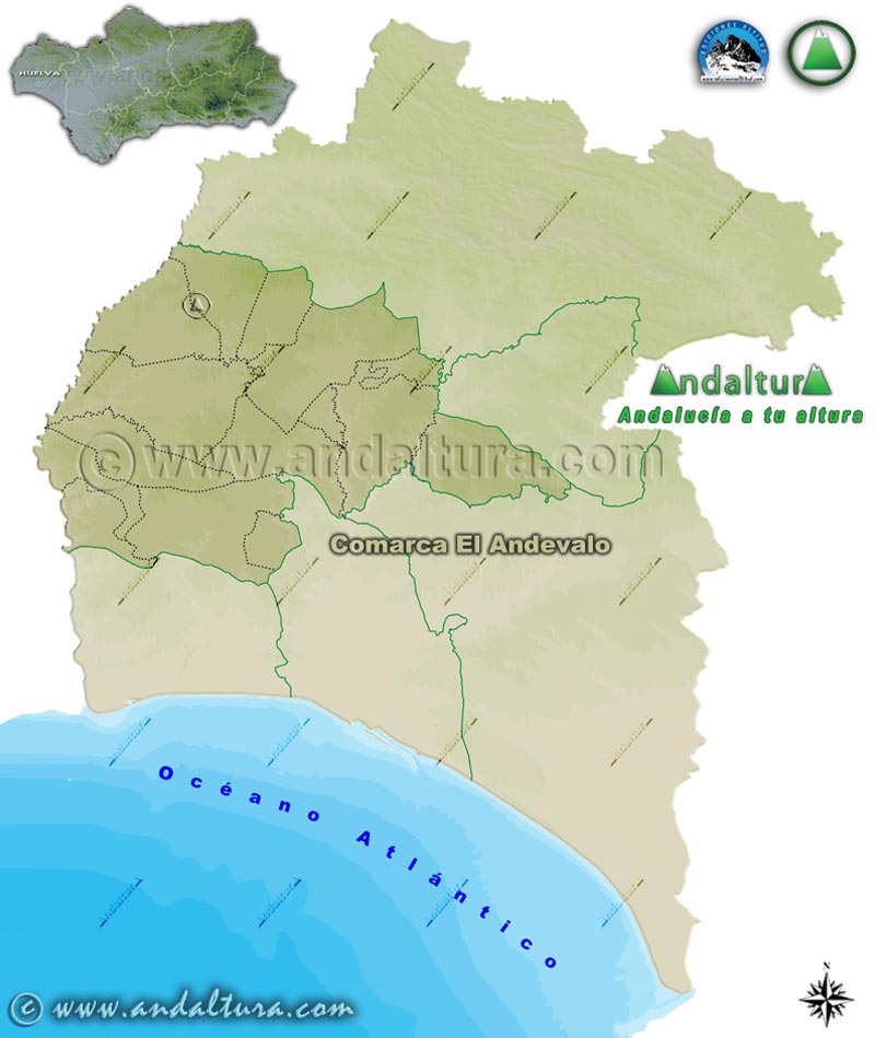 Comarca El Andévalo: Mapa de Situación en la Provincia de Huelva