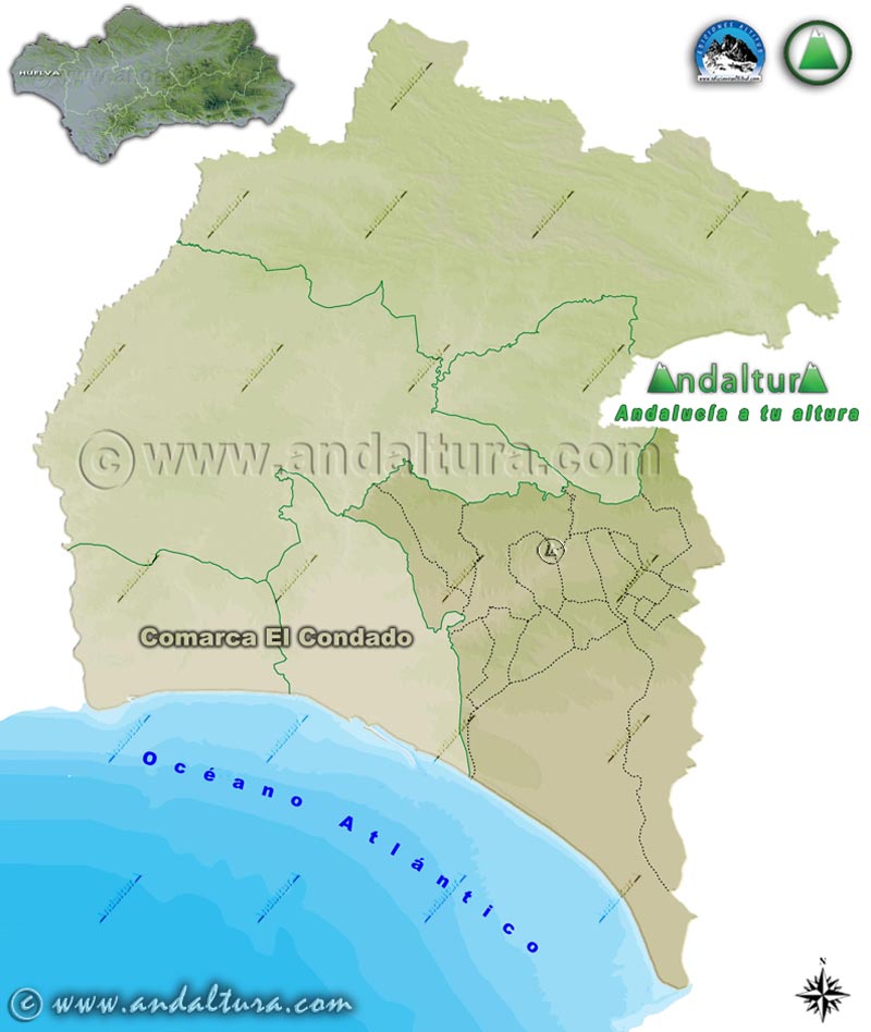 Comarca El Condado: Mapa de Situación en la Provincia de Huelva