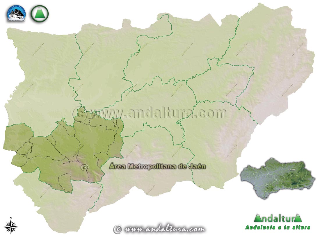 Comarca Área Metropolitana de Jaén: Mapa de Situación en la Provincia de Jaén