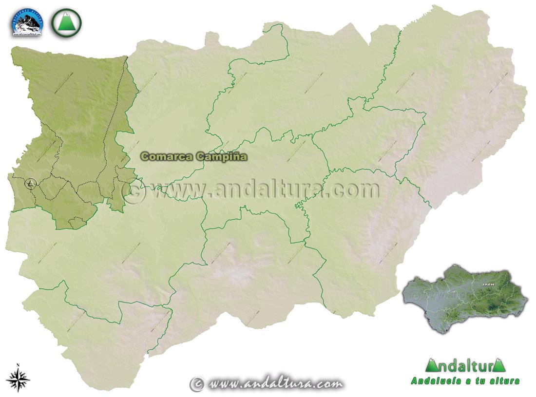Comarca Campiña: Mapa de Situación en la Provincia de Jaén