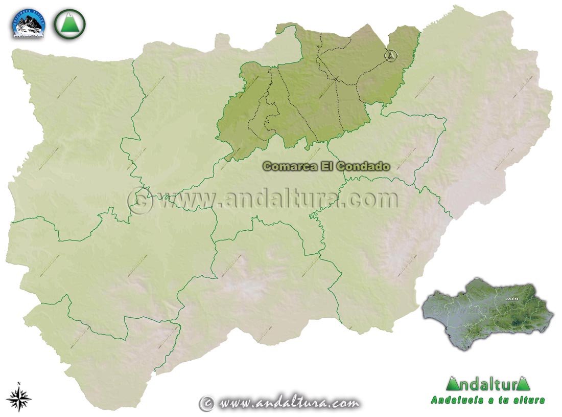 Comarca El Condado: Mapa de Situación en la Provincia de Jaén