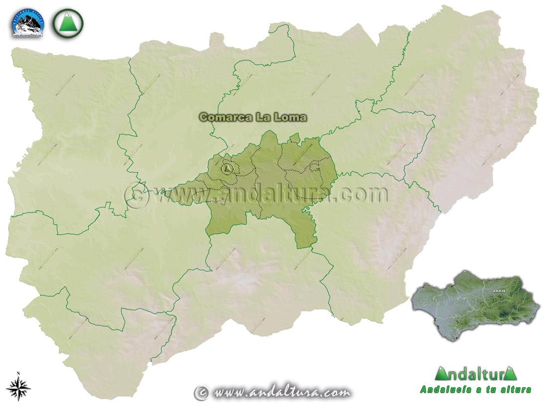 Comarca La Loma: Mapa de Situación en la Provincia de Jaén