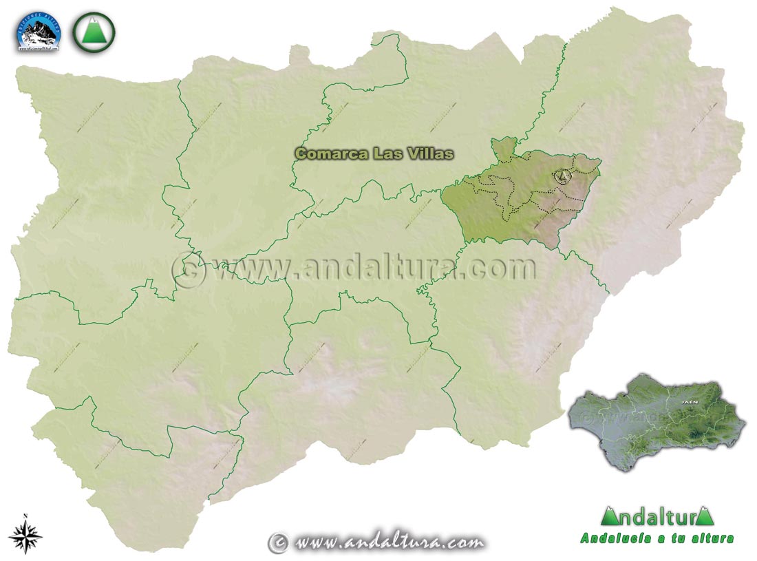 Comarca Las Villas: Mapa de Situación en la Provincia de Jaén