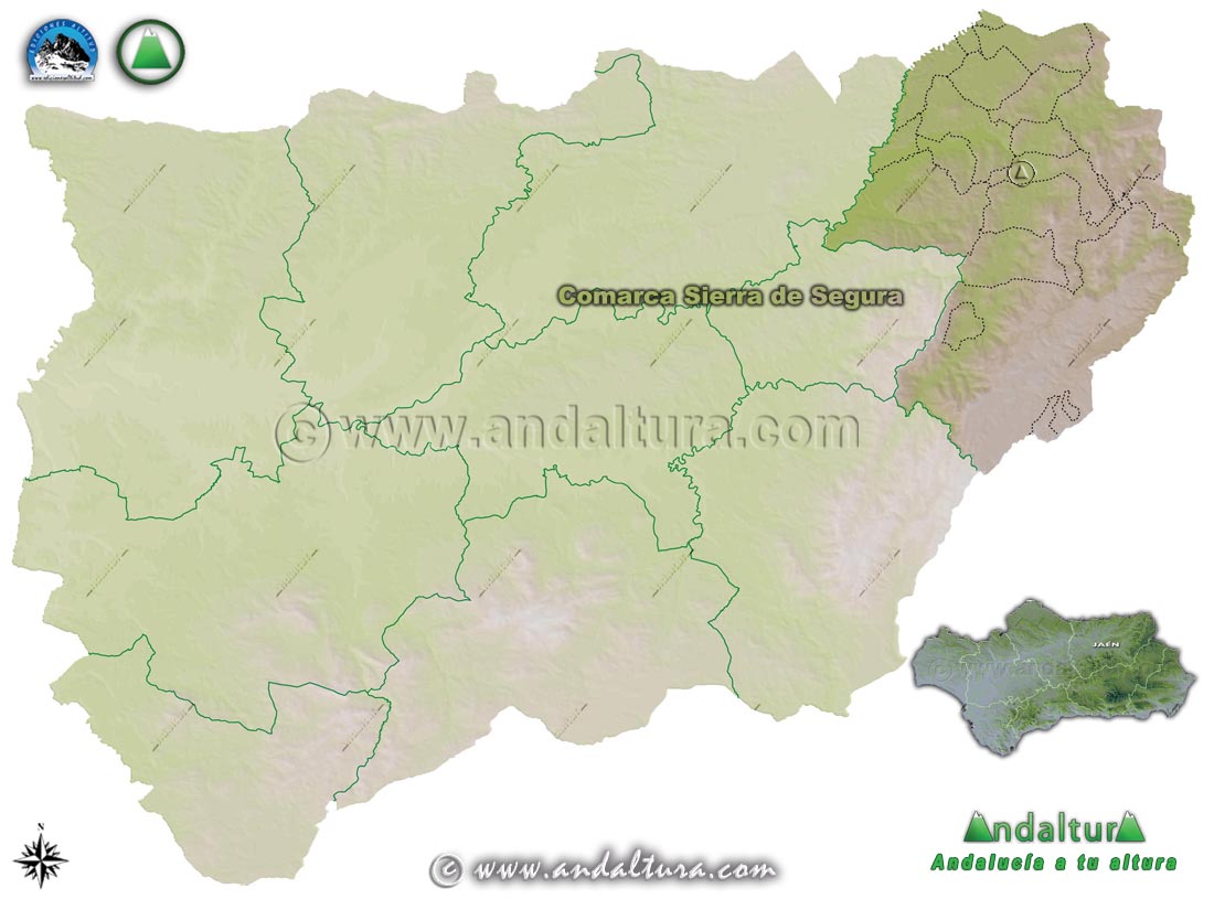 Comarca Sierra de Segura: Mapa de Situación en la Provincia de Jaén