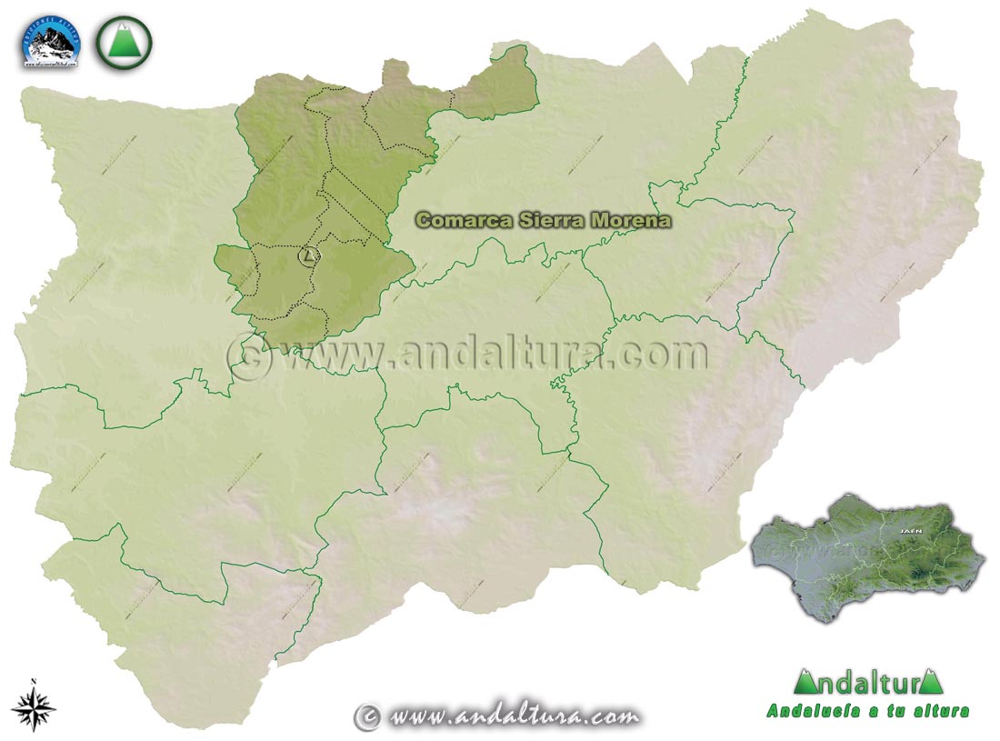Comarca Sierra Morena: Mapa de Situación en la Provincia de Jaén
