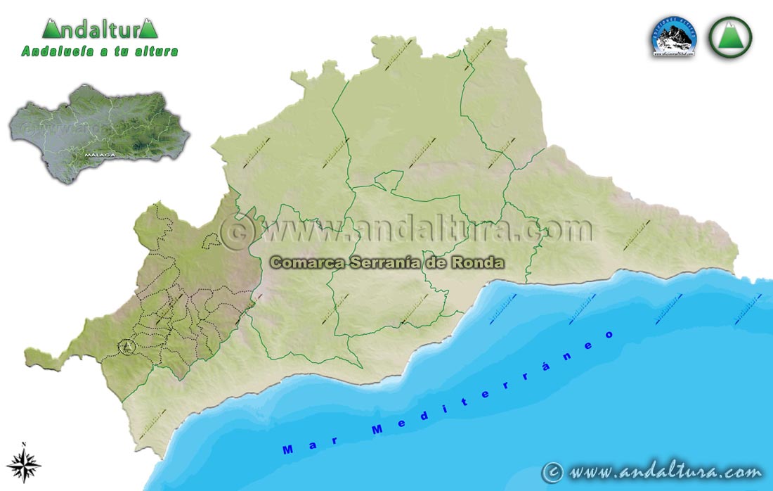 Comarca Serranía de Ronda: Mapa de Situación en la Provincia de Málaga