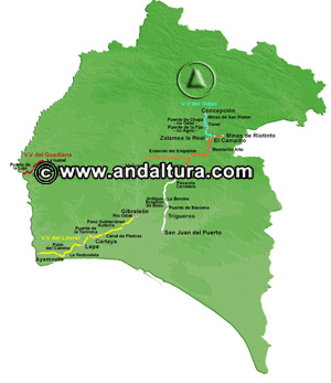 Mapa de las Vías Verdes de la Provincia de Huelva: Acceso a los Contenidos