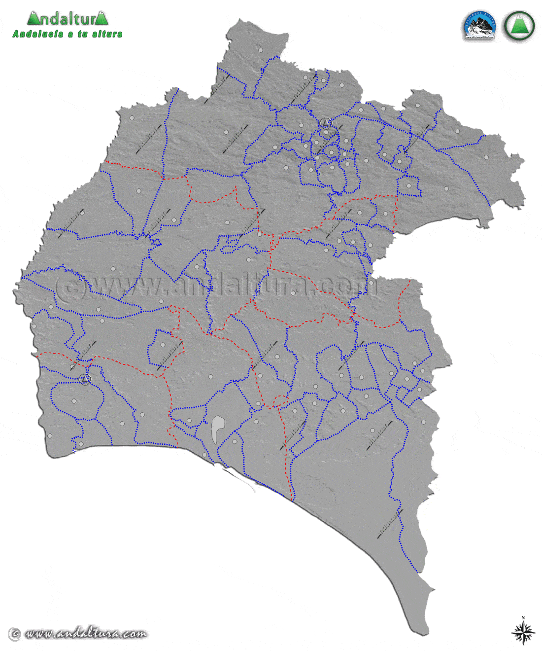 Mapa GIF limites municipales y municipios de Huelva