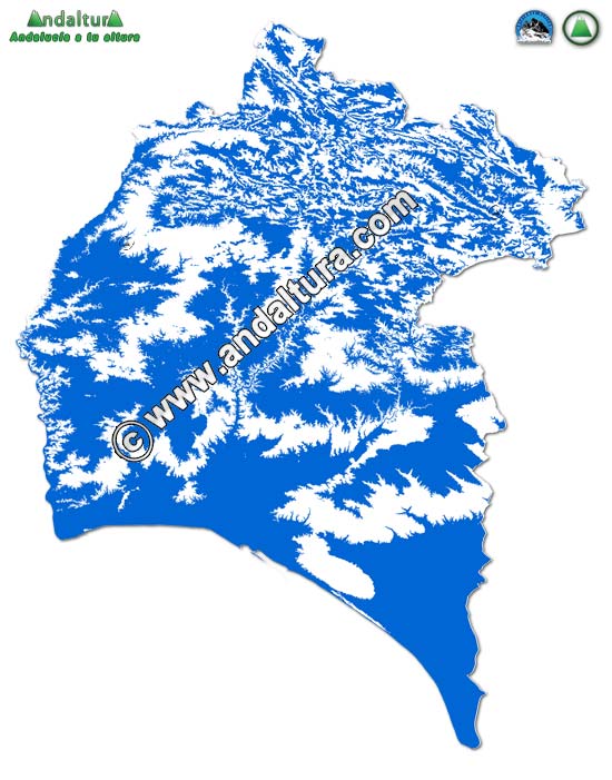 Mapa altitudinal de Huelva - Sublime Realidad - Azul y blanco