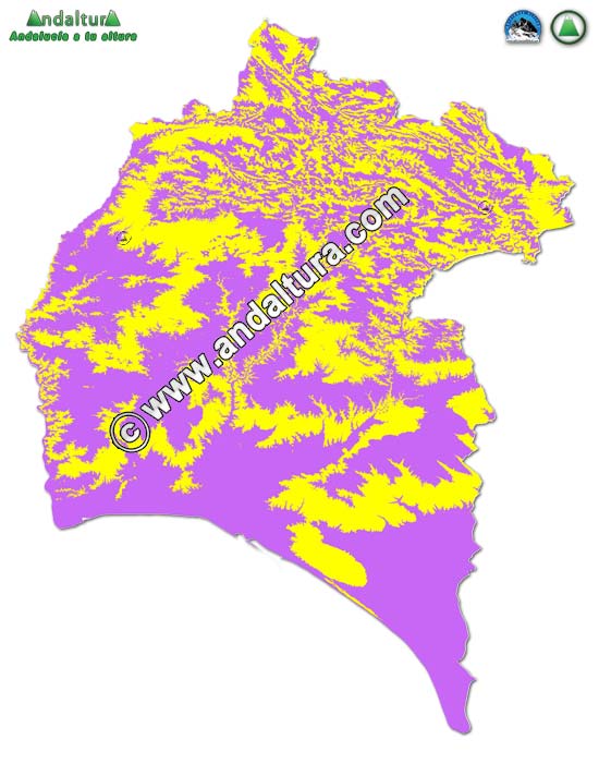 Mapa altitudinal de Huelva - Sublime Realidad - Violeta y amarillo