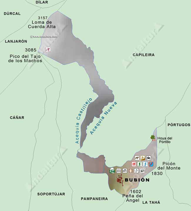 Mapa de Bubión y su Término Municipal