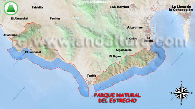Mapa - Plano de las localidades y Pueblos del Parque Natural del Estrecho