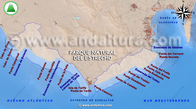 Mapa - Plano de las Puntas y Ensenadas del Parque Natural del Estrecho