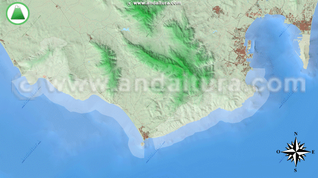 Mapa - Plano GIF de las Sierras del Parque Natural del Estrecho y el Parque Natural Los Alcornocales