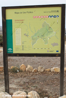 Cartel del Mapa de uso público del Paraje Natural Karst en yesos de Sorbas