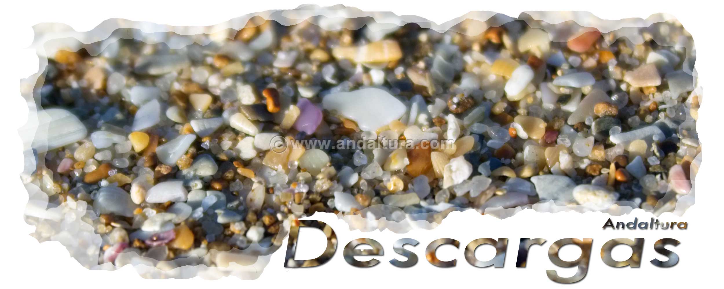Finas piedras en las playas de Andalucía - Cabecera de la zona de descargas de archivos gratis de Andaltura