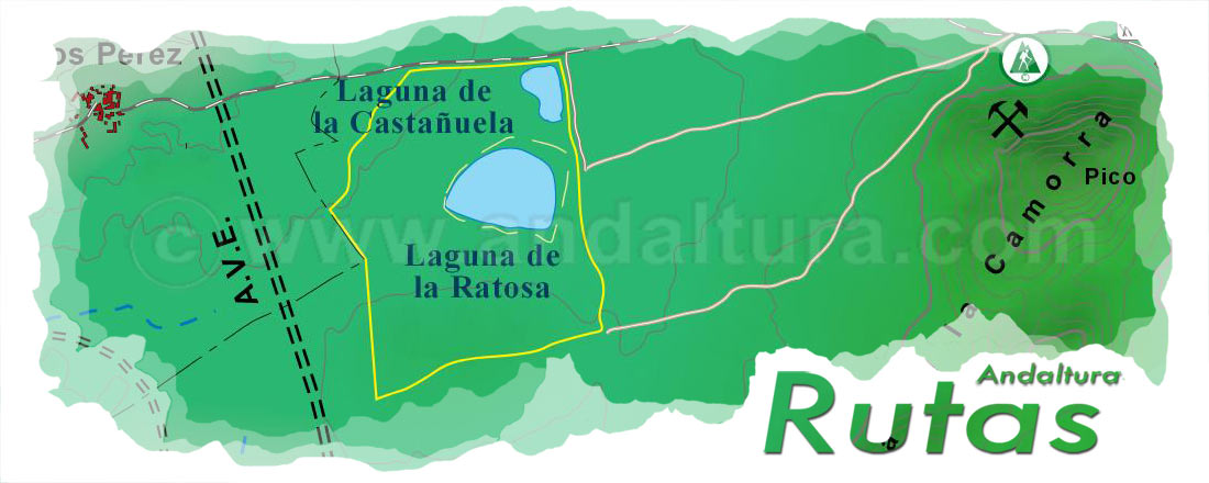 Cabecera con el Mapa de acceso a la Reserva Natural de la Ratosa en los límites de las provincias de Málaga y Sevilla