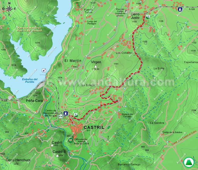 Mapa primero de la Ruta en BTT del Camino del Nacimiento del río Castril