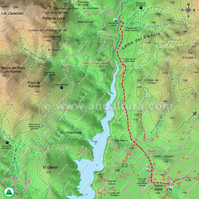 Mapa segundo de la Ruta en BTT del Camino del Nacimiento del río Castril