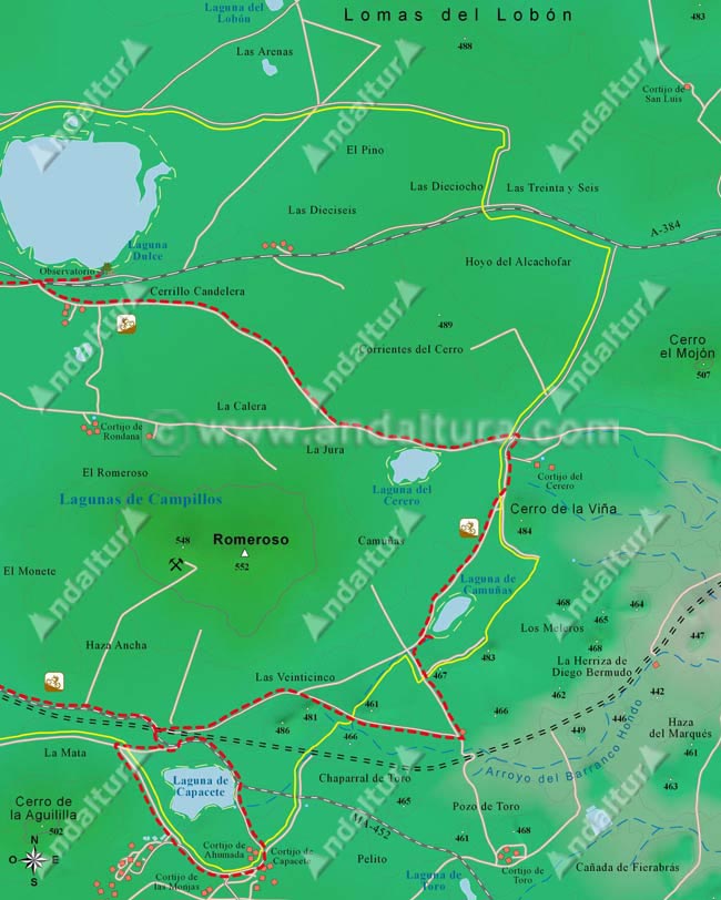 Mapa segundo de la Ruta en BTT por la Reserva Natural Lagunas de Campillos